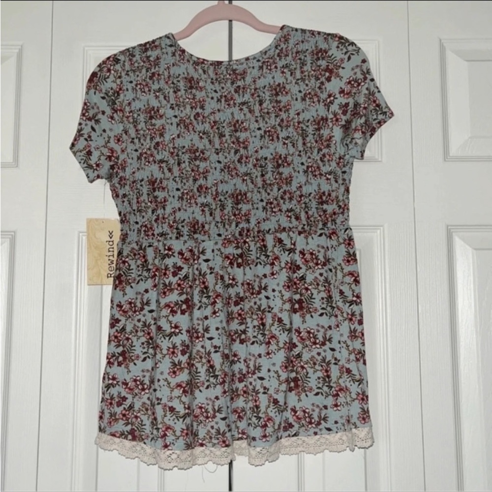 NWT Rewind Set of 2 Floral Babydoll Tops w/ Lace Trim - Picture 6 of 9